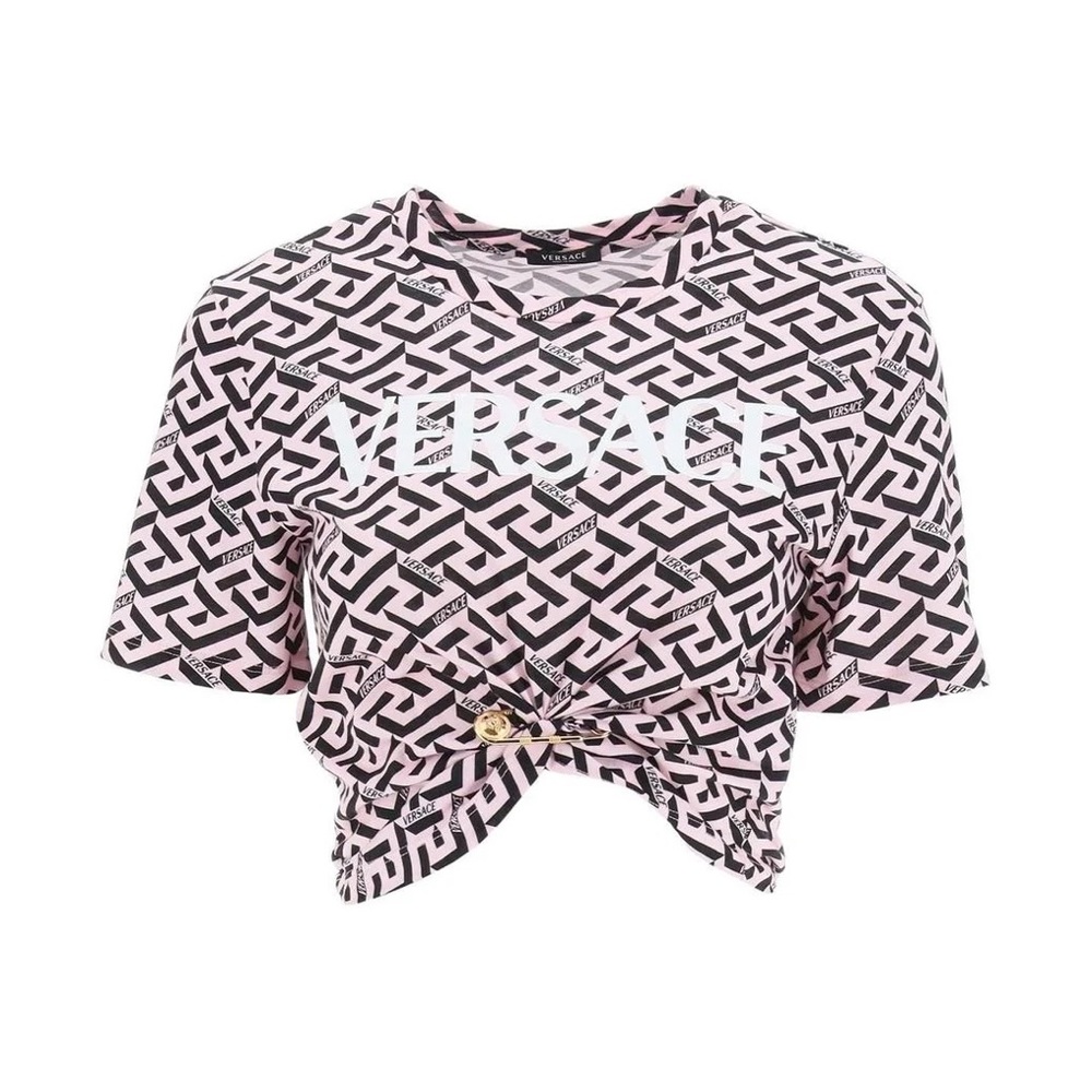 Versace La Greca pin tuck shirt